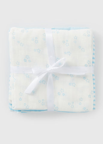 3 Pack Baby Blue Muslin Squares  C136536