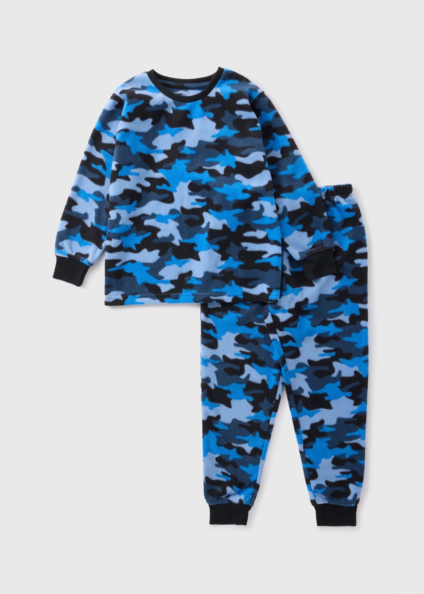 Boys Blue Camo Fleece Pyjama Set (7-13yrs)  B111814