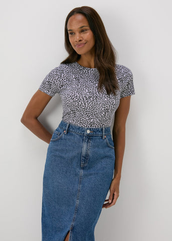 Grey Leopard Print T-Shirt  F467004