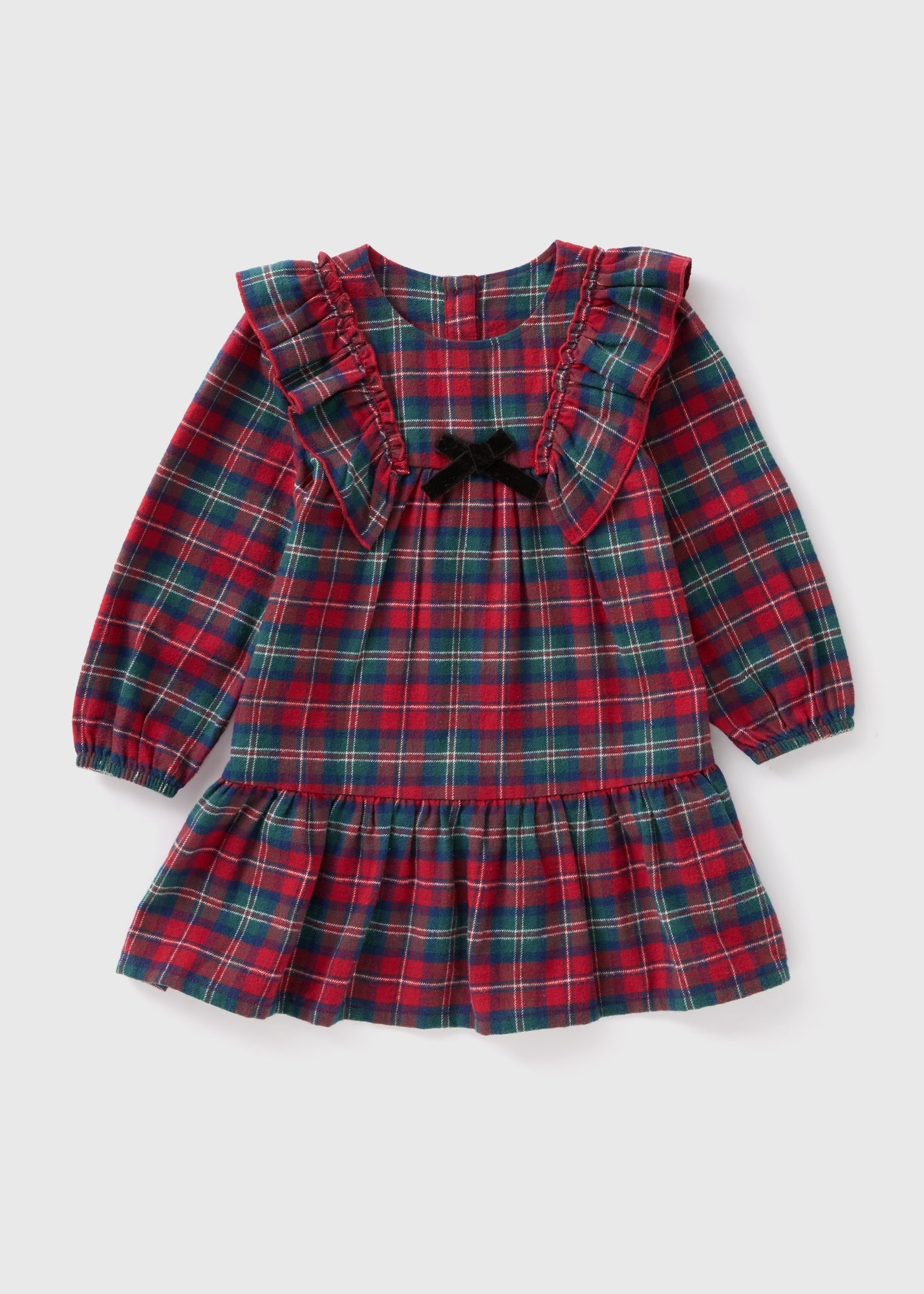 Girls Red Check Tartan Dress (1-7yrs)  C101546