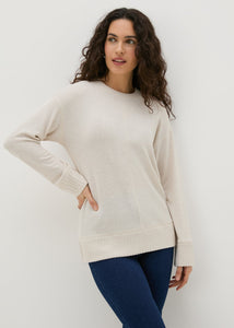 Oatmeal Crew Neck Knitted Top  F467641