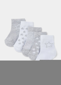 5 Pack Baby Grey Patterned Socks (Newborn-24mths)  C136392