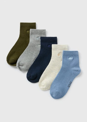 5PK TONAL EMB DINO SOCKS B300403