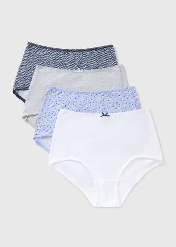 4 Pack Blue Floral Full Knickers  F473730
