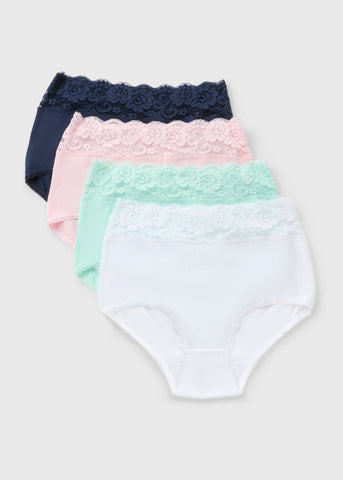 4 Pack Lace Trim Full Knickers  F473766
