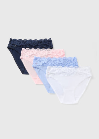 4 Pack Multicoloured Lace High Leg Knickers  F473768