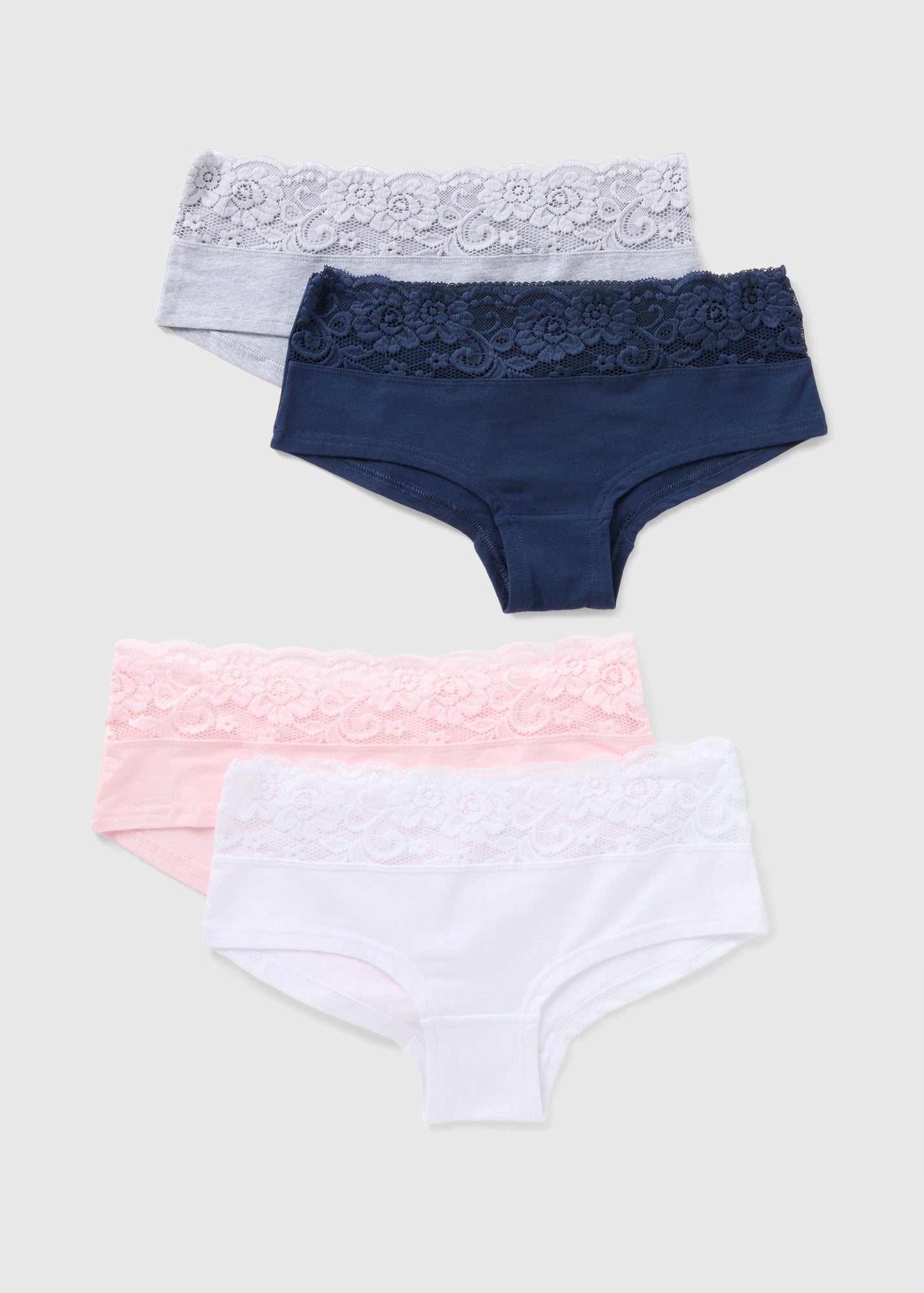 4 Pack Multicoloured Lace Short Knickers  F473769