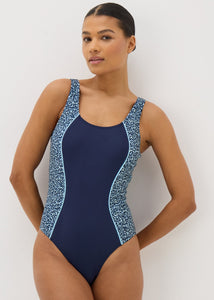 Souluxe Navy Animal Print Panel Swimsuit  F422612