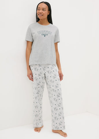 Grey Coffee Season Pyjama Set  F473841