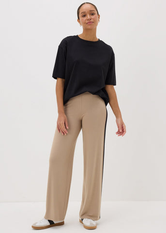Camel Side Stripe Wide Leg Trousers  F513442