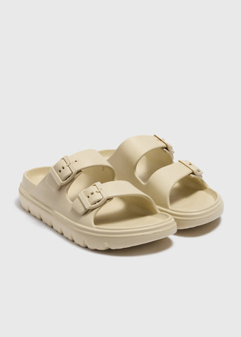 Stone Chunky Double Buckle Sliders  F541218
