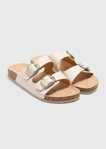 Stone Double Buckle Footbed Sandals  F541226