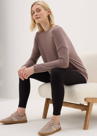 Beige Crew Neck Long Sleeve Top  F467522