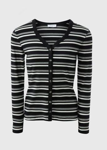 Black Long Sleeve Stripe Cardigan  F467523