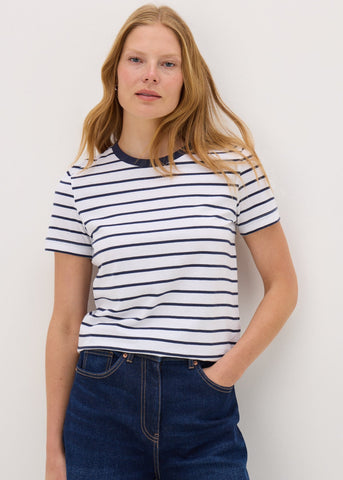 Navy Stripe Crew Neck T-Shirt  F467533