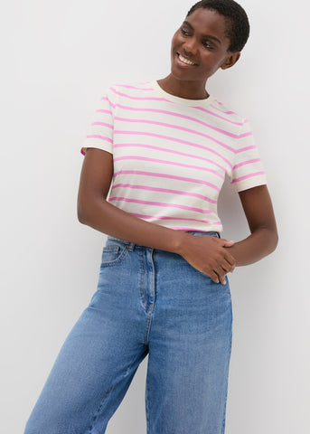 Pink Stripe Crew Neck T-Shirt  F467535
