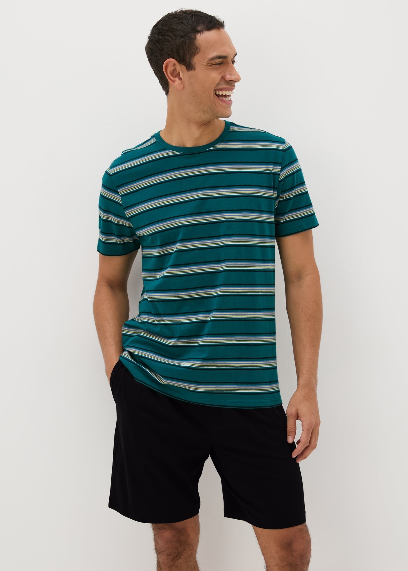 Teal Stripe Short Pyjama Set  M674166