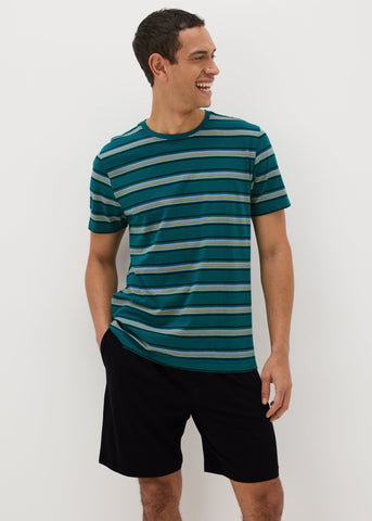 Teal Stripe Short Pyjama Set  M674166