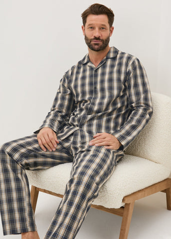 Beige Check Woven Pyjama Set  M674282