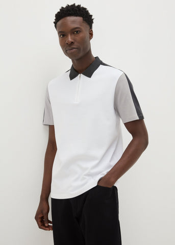 White Colour Block Polo Shirt  M437759