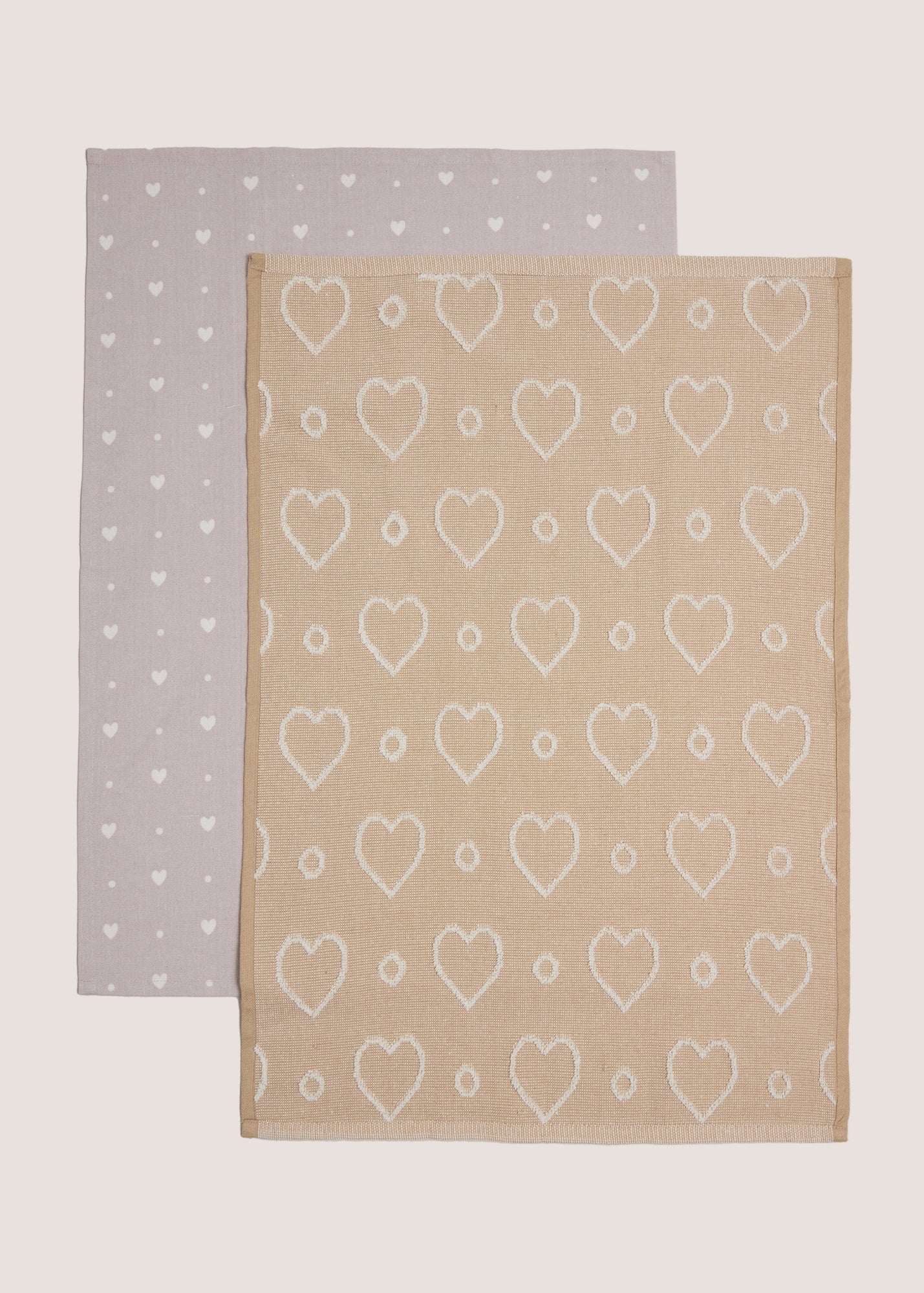 2 Pack Neutral Heart Tea Towels Grey M486072