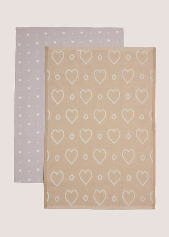 2 Pack Neutral Heart Tea Towels Grey M486072