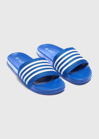 Blue Mesh Stripe Sliders  M213244
