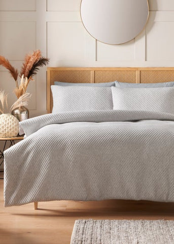 Grey Ribbed Duvet Set M238563