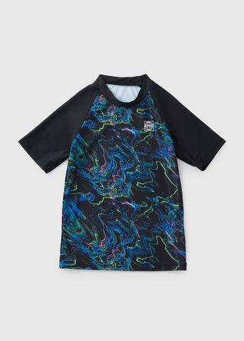 Boys Black Swirl Rash Vest (7-15yrs)  B090820