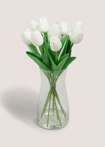 White Tulips In Glass Vase M698985