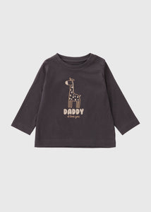 Baby Charcoal Giraffe Daddy Long Sleeve Top (Newborn-23mths)  C321264