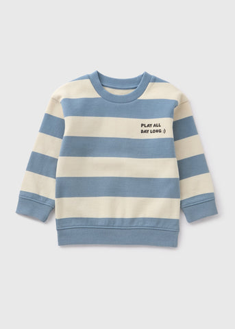 Boys Blue Wide Stripe Sweatshirt (1-7yrs)  B369501