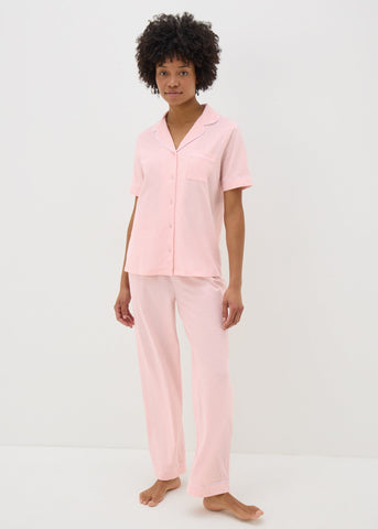 Pink Button Up Cotton Pyjama Set  F473909