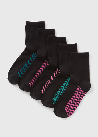 5 Pack Black Chevron Socks  F473913