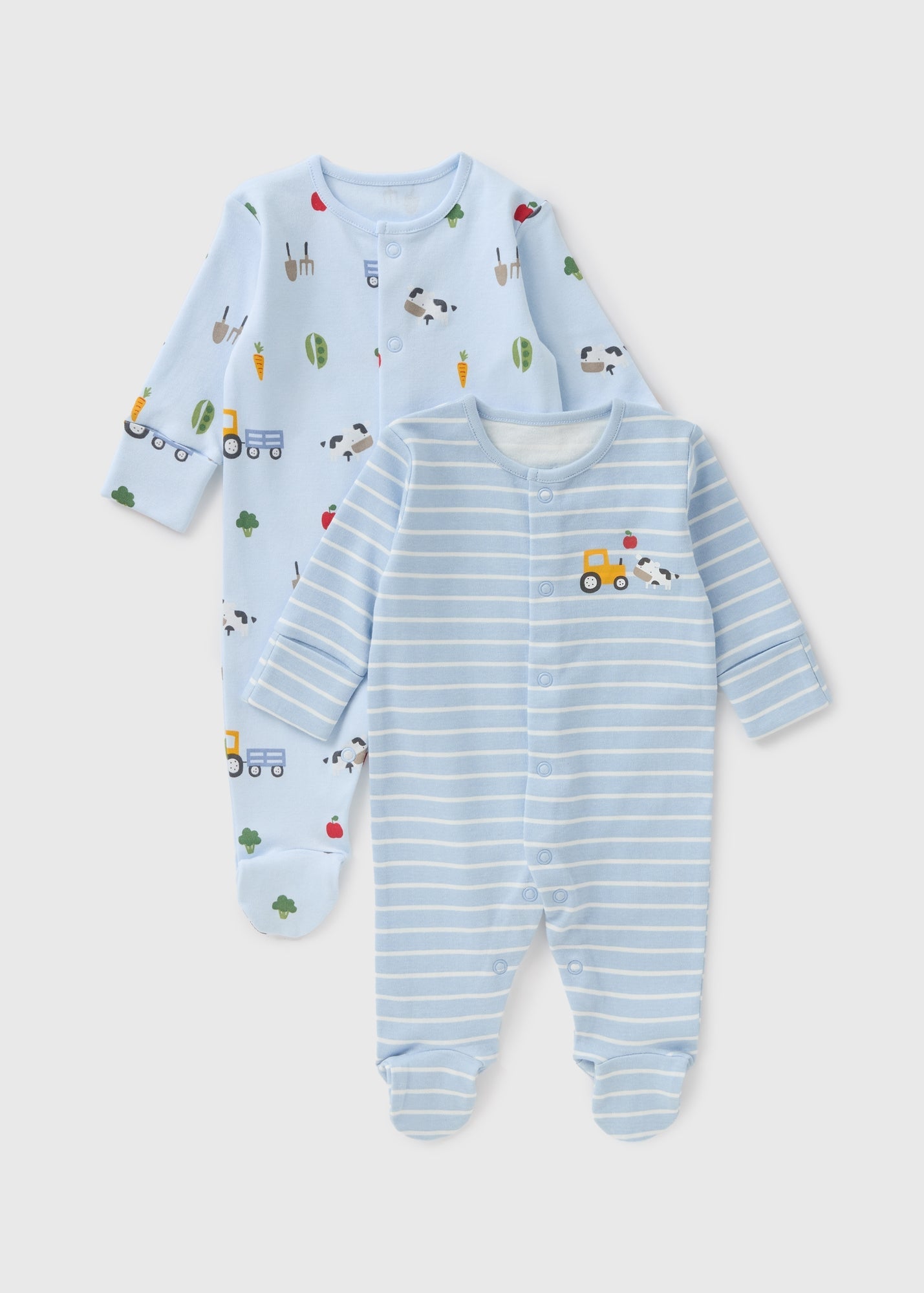 2 Pack Baby Blue Transport Sleepsuits (Newborn-23mths)  C136486
