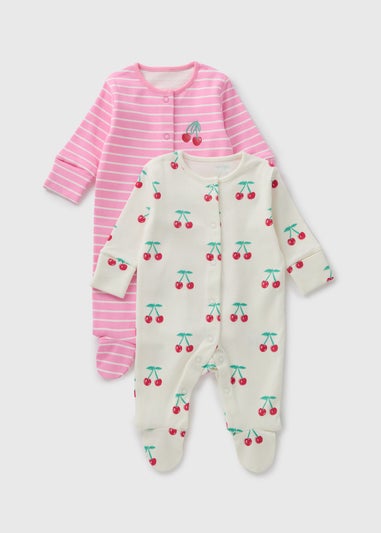 2 Pack Baby Pink Cherry Sleepsuits (Newborn-18mths)  C136488