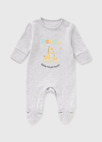 Baby Grey Daddy Giraffe Sleepsuit (Newborn-18mths)  C136494