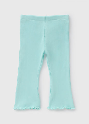 Girls Blue Ribbed Flared Leggings (1-7yrs)  C261097