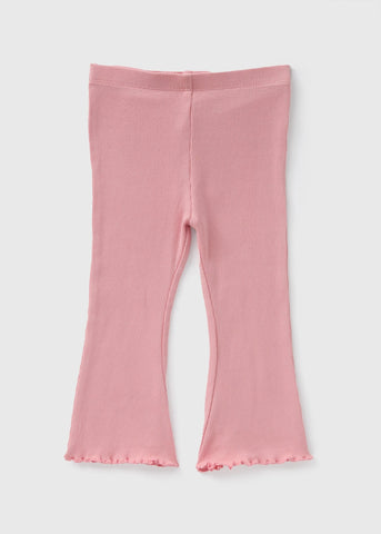 Girls Pink Ribbed Flared Leggings (1-7yrs)  C261099