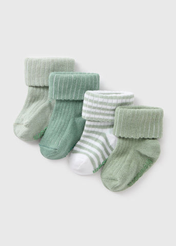 4 Pack Baby Sage Ribbed Socks (Newborn-23mths)  C136511