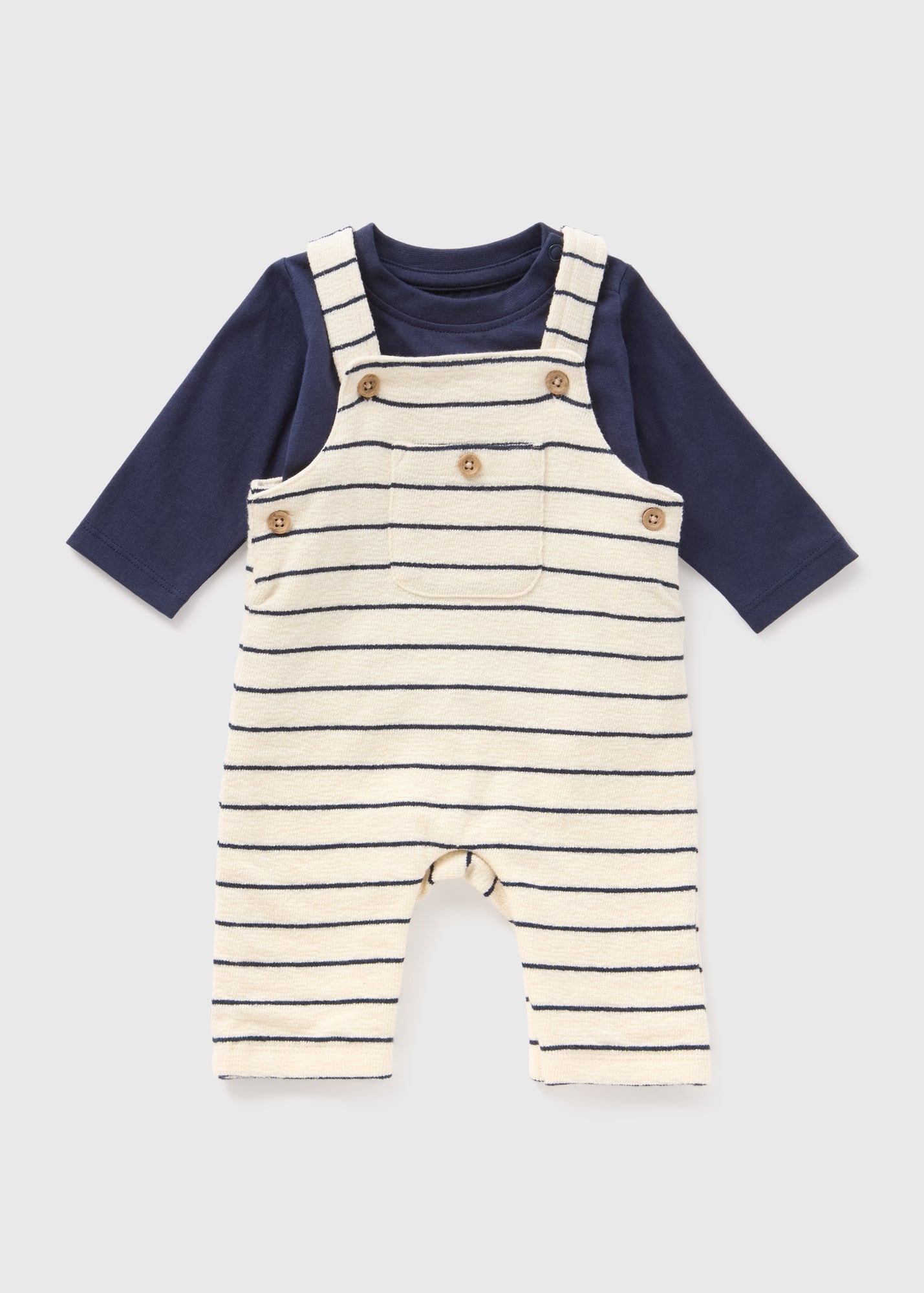 Baby Cream Stripe Top & Dungaree Set (Newborn-23mths)  C321294