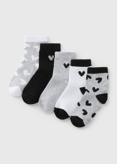5PK MONO HEART SOCK G034167