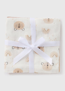 3 Pack Baby Beige Bear Muslin Cloths  C136533