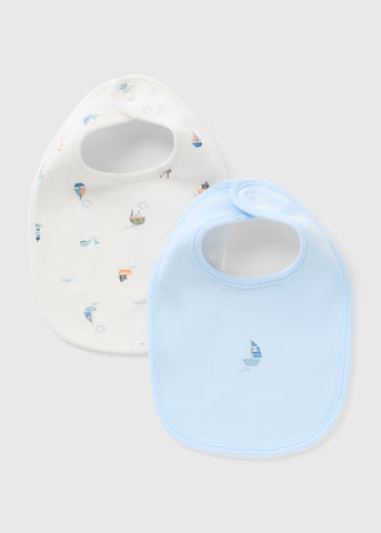 2 Pack Baby Blue Boat Bibs  C136544