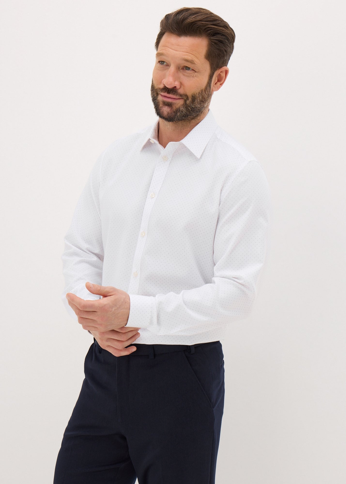 Taylor & Wright White Polka Dot Regular Fit Shirt  M437861
