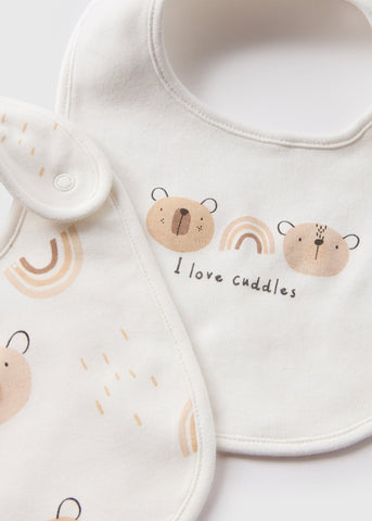 2 Pack Baby Cream Bear Bibs  C136552