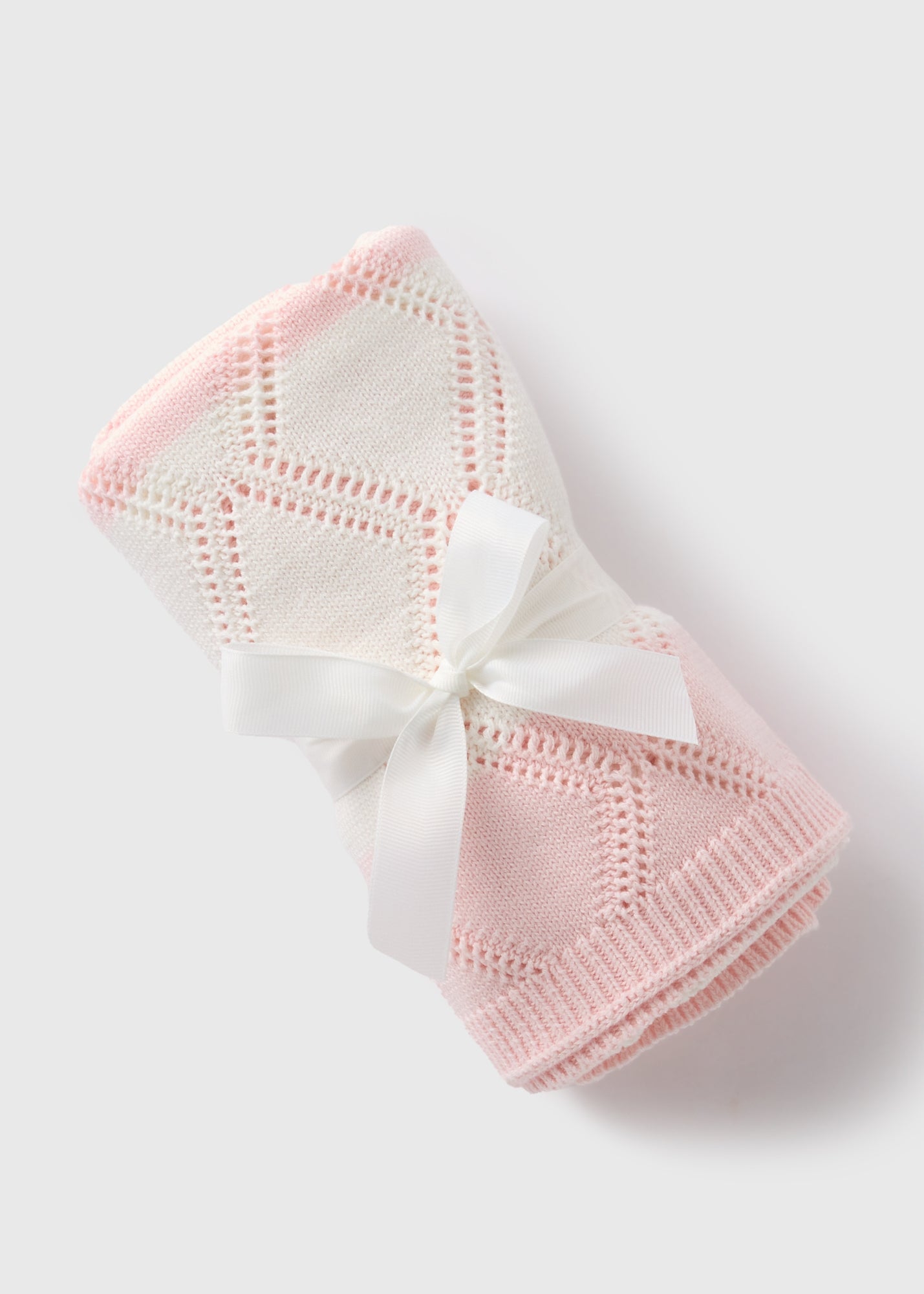 Baby Pink Stripe Knitted Blanket  C136570