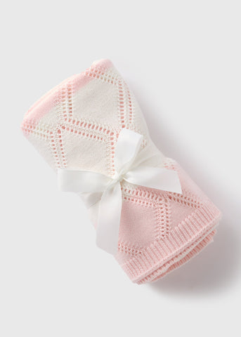 Baby Pink Stripe Knitted Blanket  C136570