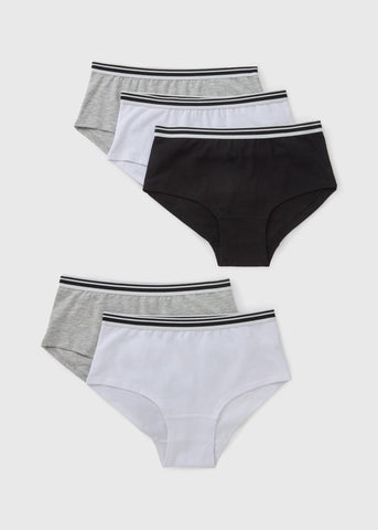 5 Pack Girls Multicolour Mono Hipster Briefs (6-13yrs) G370597