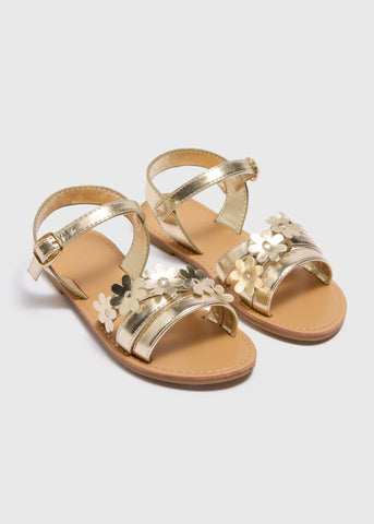 Girls Gold Floral Sandals (Younger 10-5)  C304063